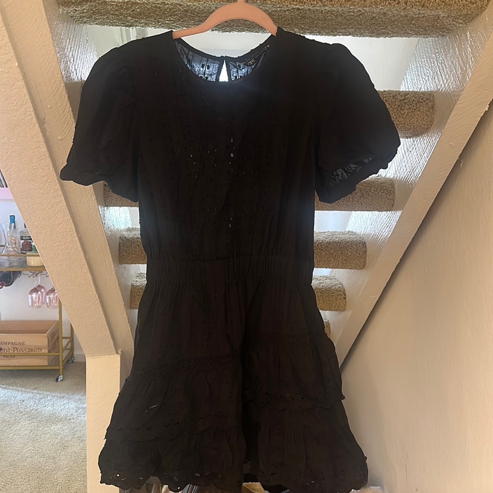 Black Zara dress like LoveShackFancy